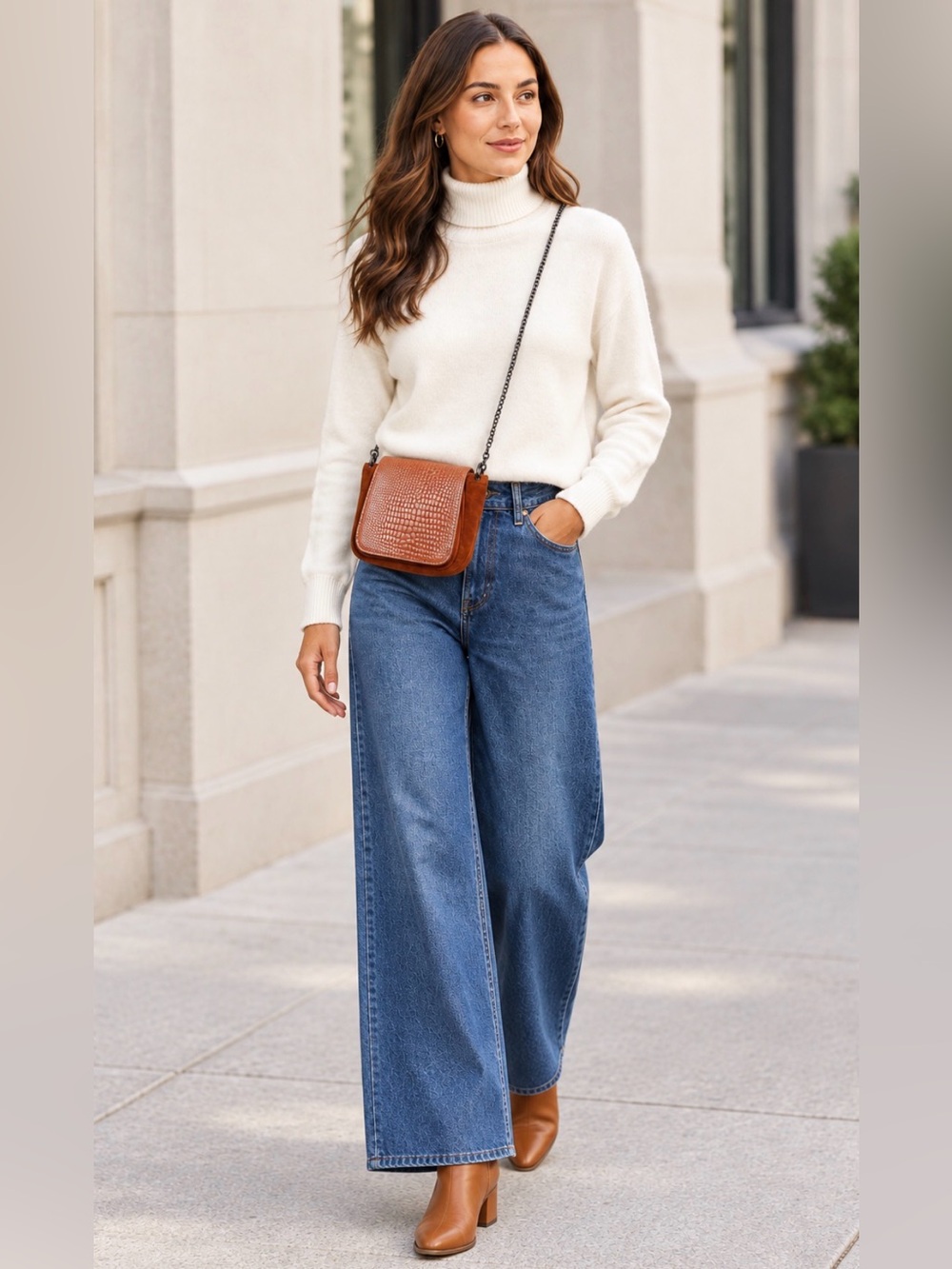 URBANCODE Croc Leather Suede Mix Crossbody Bag